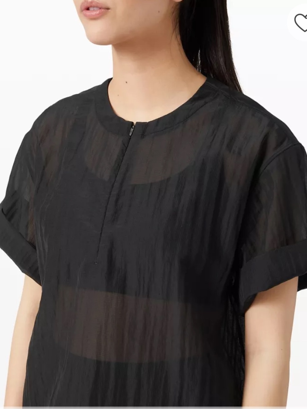 lululemon Clear Intention Shirt Sheer Short-Sleeve Top - Black Size 10 Large